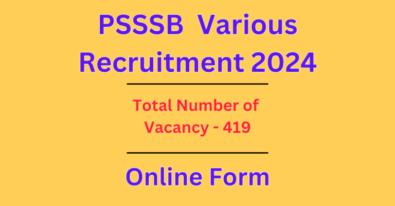 PSSSB Recruitment 2024