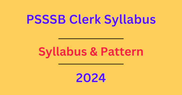 PSSSB Clerk Syllabus