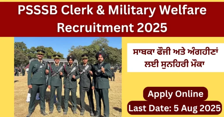 PSSSB Clerk & Military Welfare Recruitment 2025